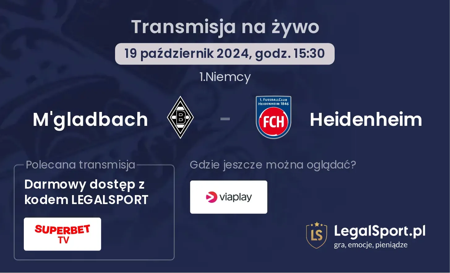 M'gladbach - Heidenheim gdzie oglądać? 19.10, godz. 15:30