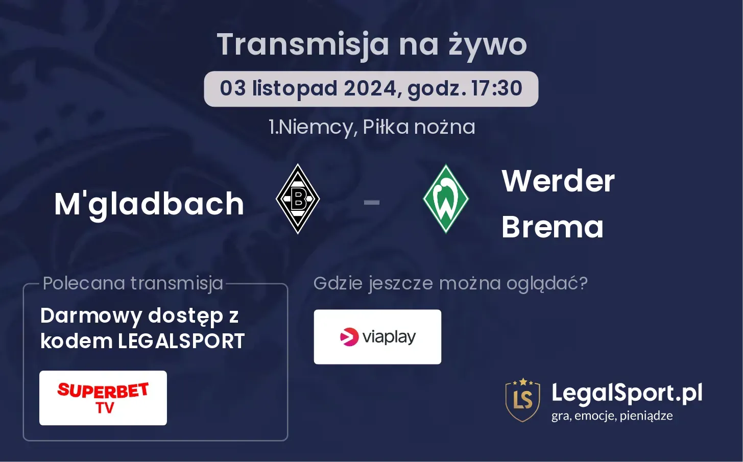 M'gladbach - Werder Brema transmisja na żywo