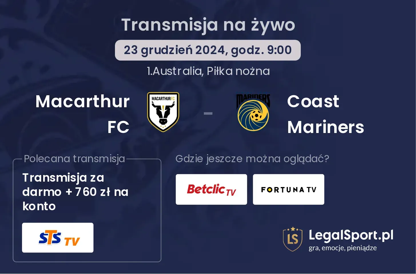 Macarthur FC - Coast Mariners transmisja na żywo