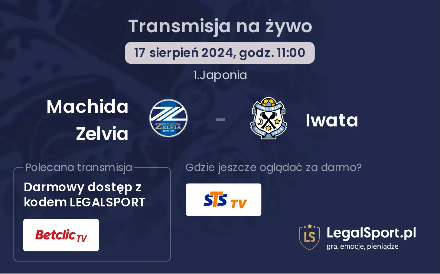 Machida Zelvia - Iwata transmisja na żywo