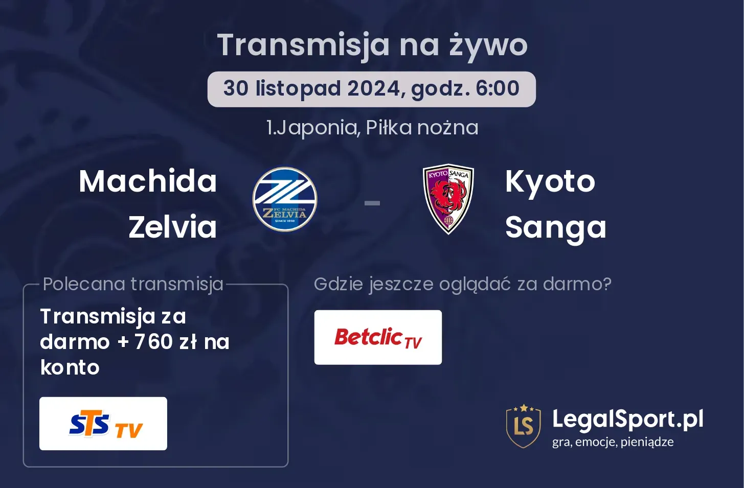 Machida Zelvia - Kyoto Sanga transmisja na żywo