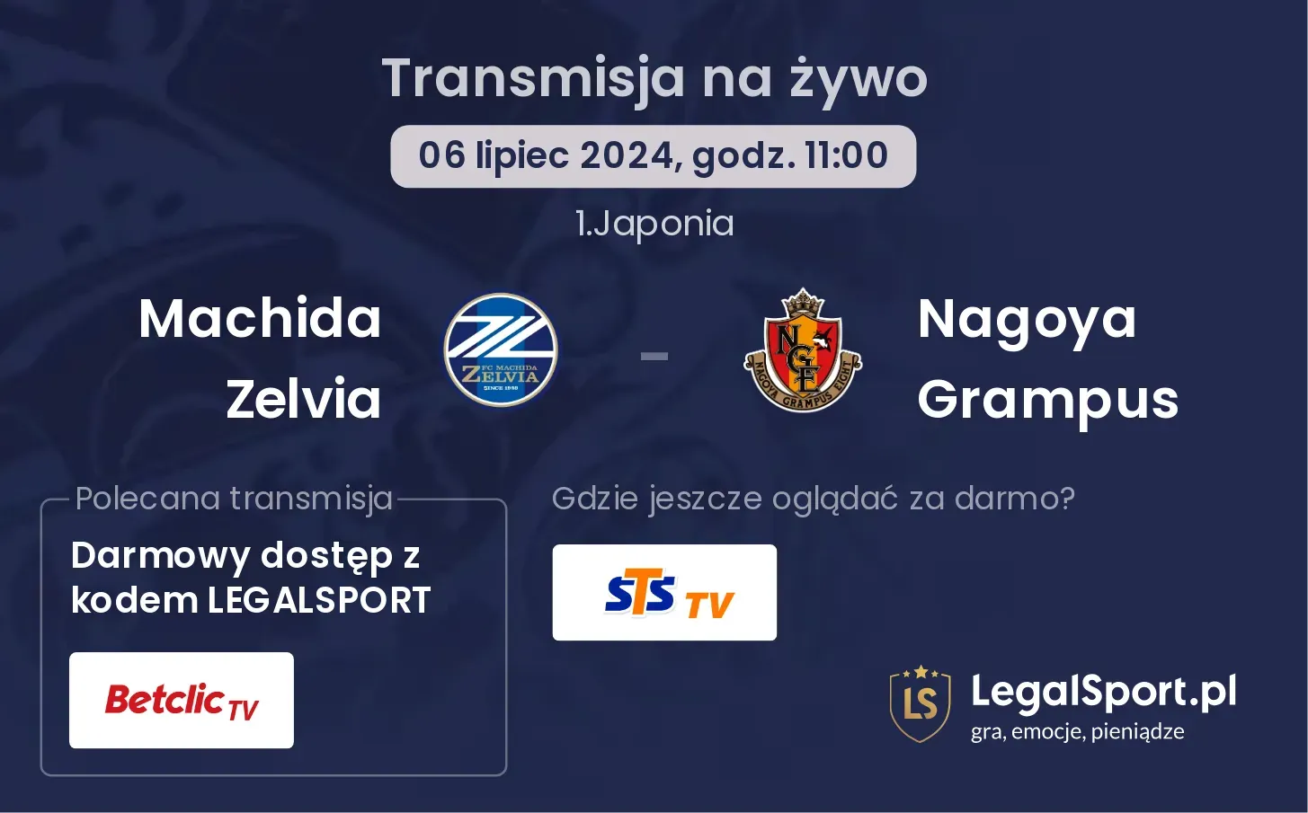 Machida Zelvia - Nagoya Grampus transmisja na żywo