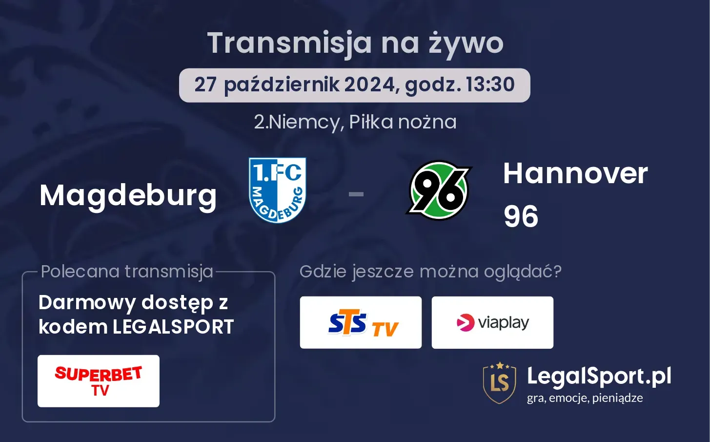 Magdeburg - Hannover 96 gdzie oglądać? 27.10, godz. 13:30