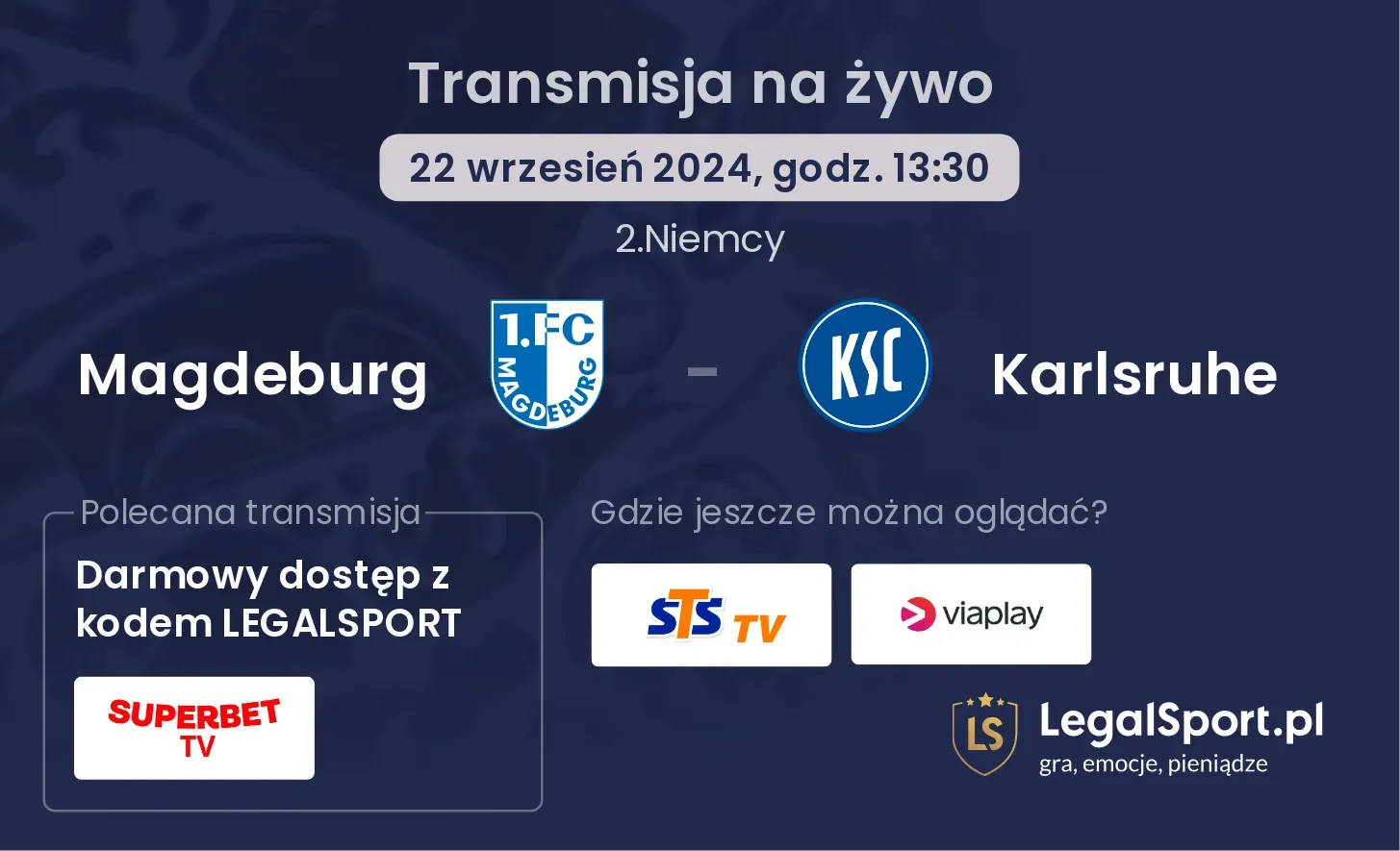 Magdeburg - Karlsruhe transmisja na żywo