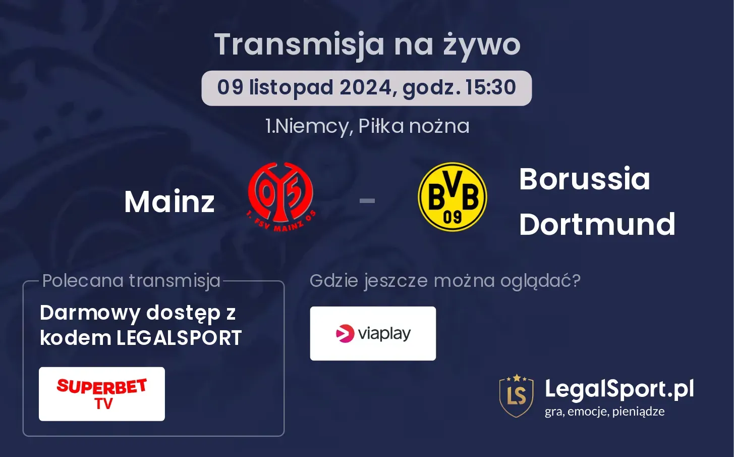 Mainz - Borussia Dortmund transmisja na żywo