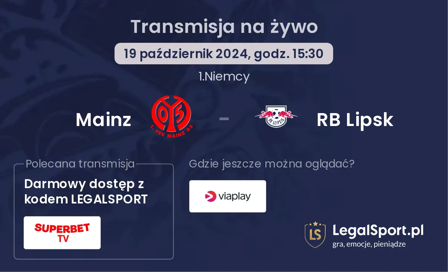 Mainz - RB Lipsk gdzie oglądać? 19.10, godz. 15:30