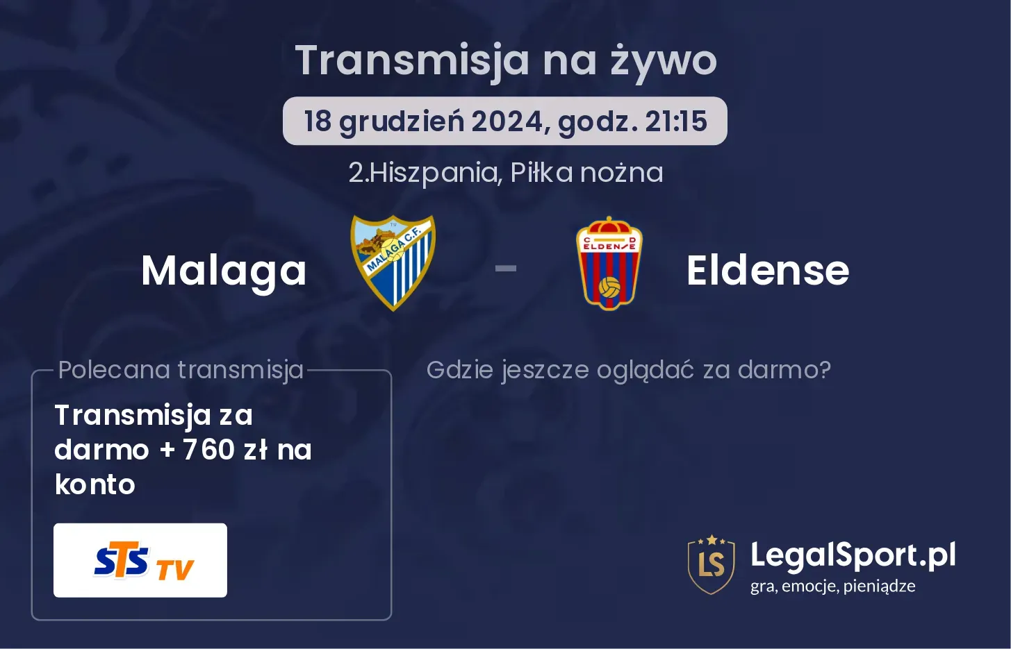 Malaga - Eldense transmisja na żywo