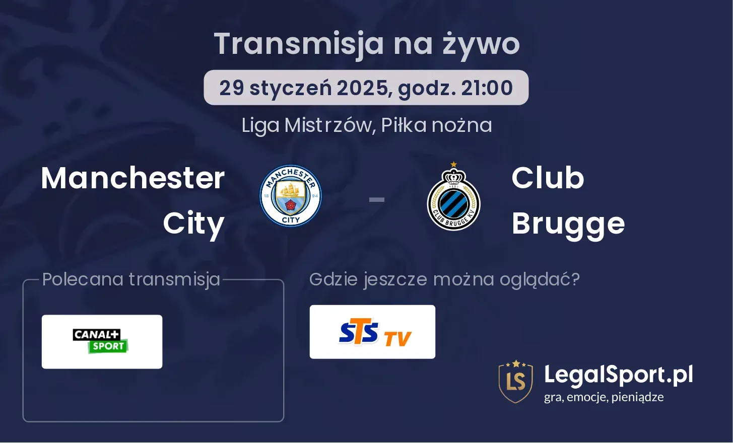 Manchester City - Club Brugge transmisja na żywo