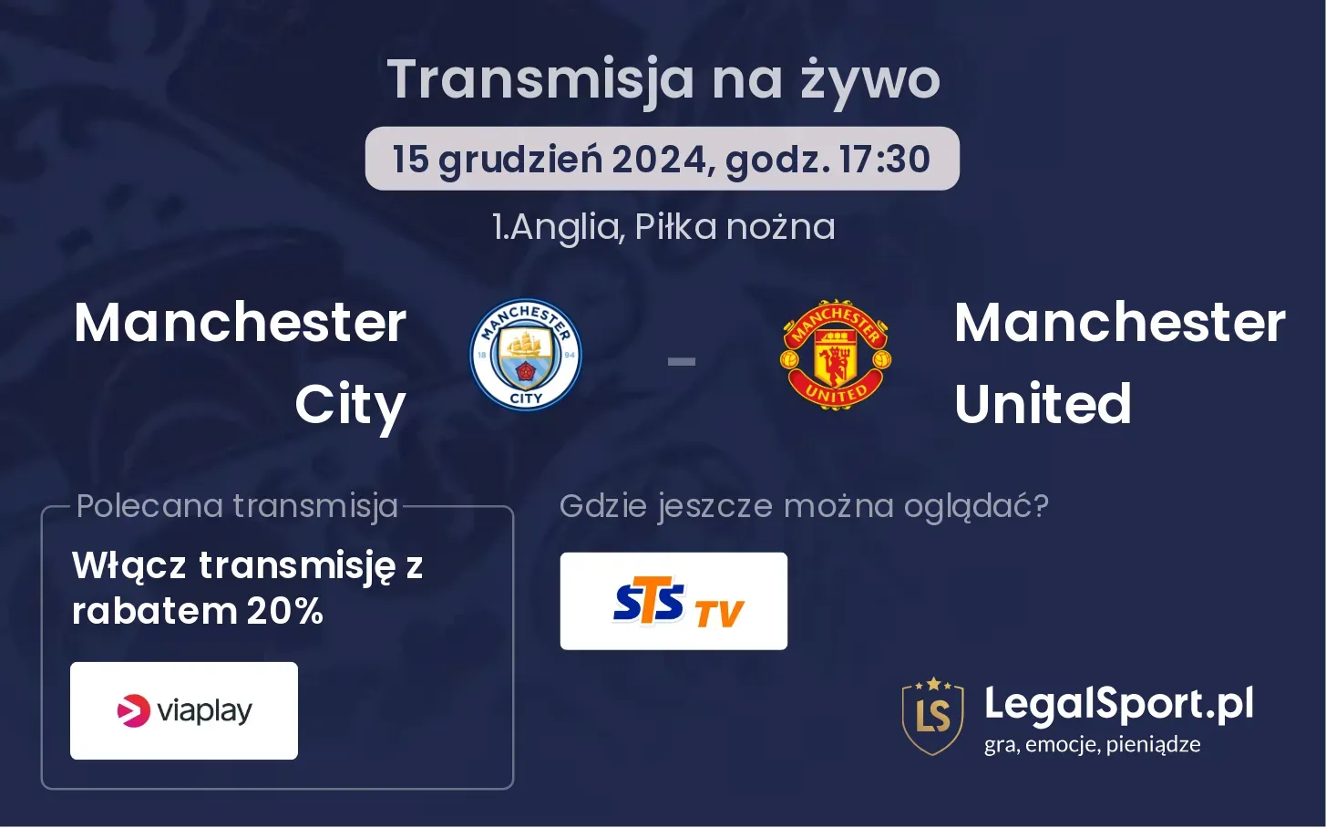 Manchester City - Manchester United transmisja na żywo