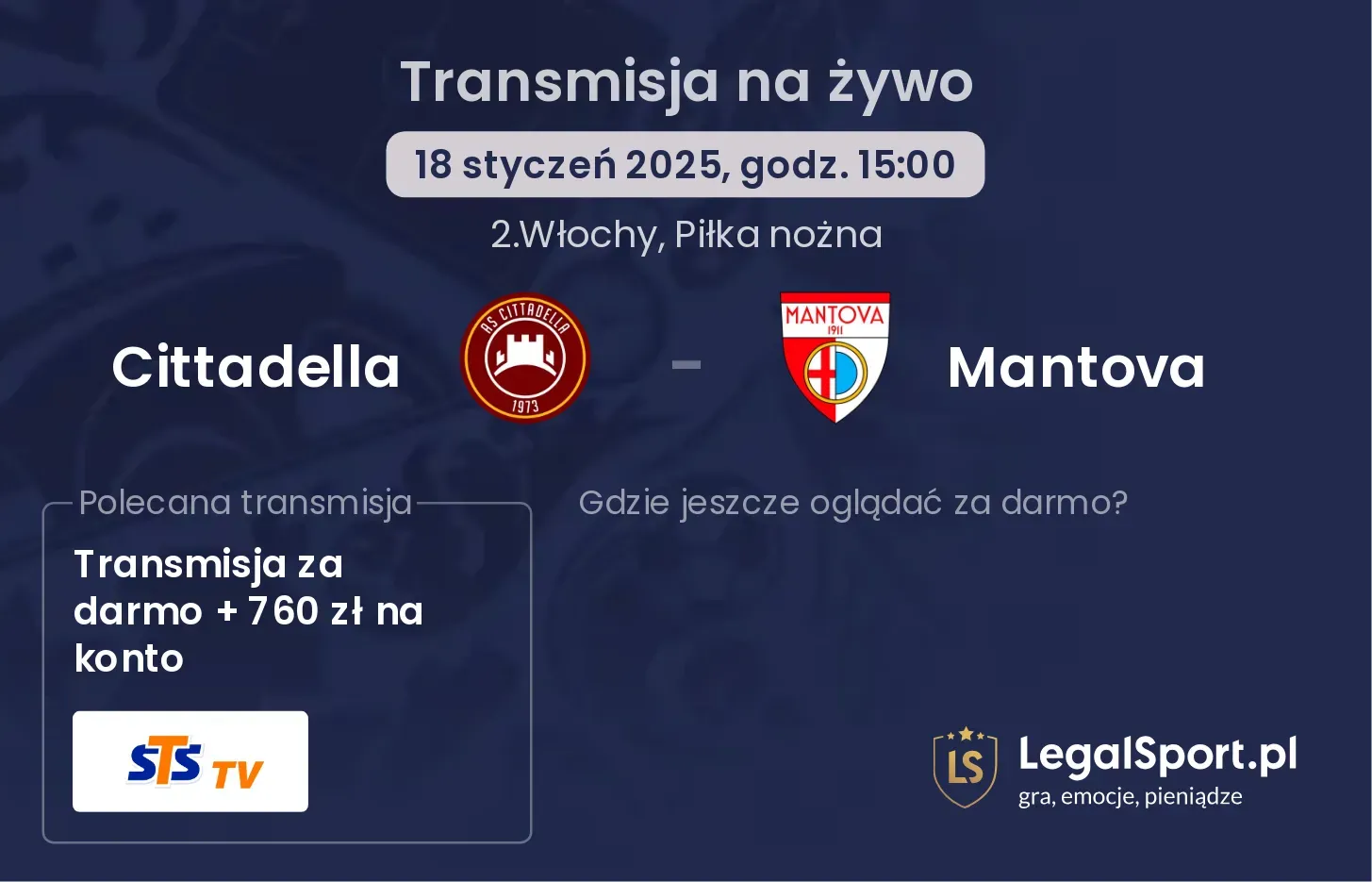 Cittadella - Mantova gdzie oglądać?