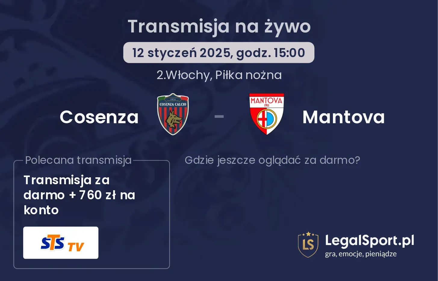 Cosenza - Mantova gdzie oglądać?