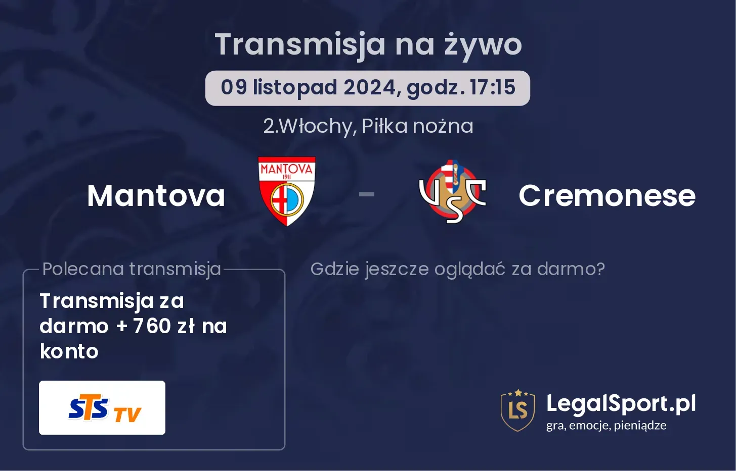 Mantova - Cremonese transmisja na żywo