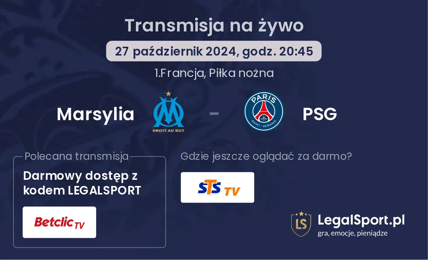 Marsylia - PSG transmisja na żywo