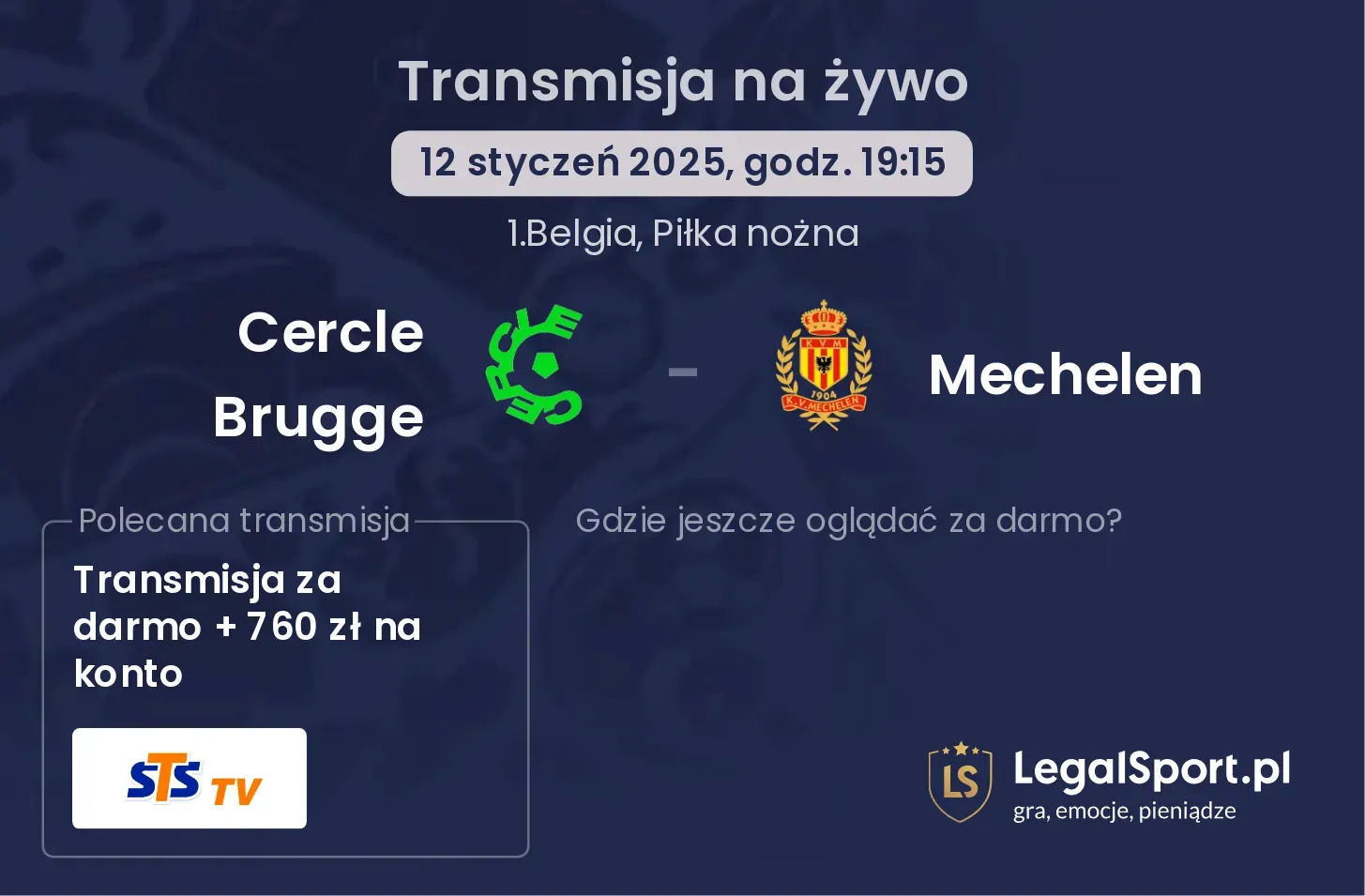 Cercle Brugge - Mechelen gdzie oglądać transmisję?