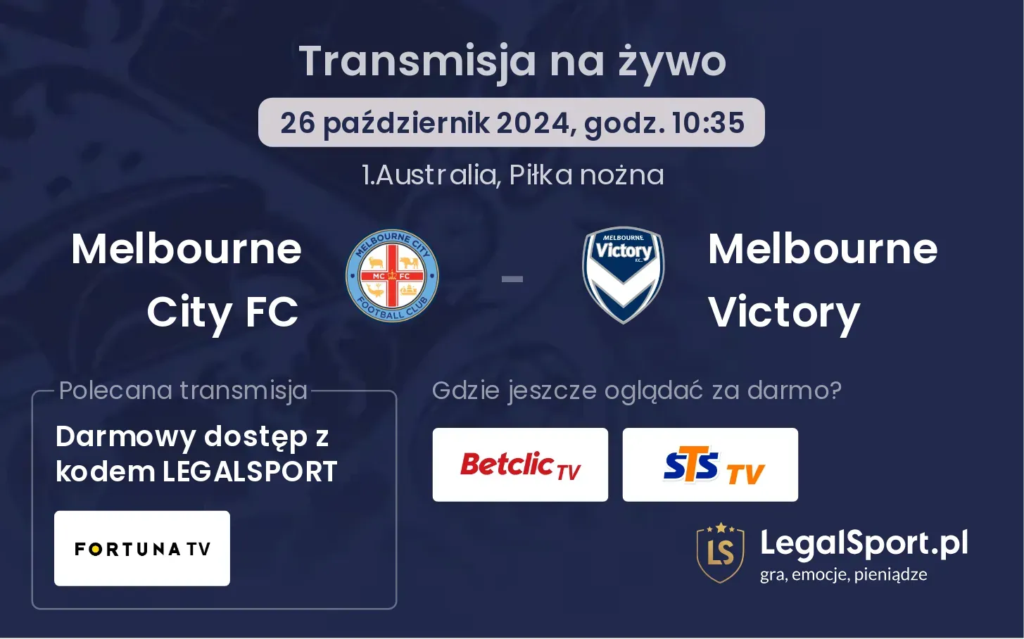 Melbourne City FC - Melbourne Victory transmisja na żywo