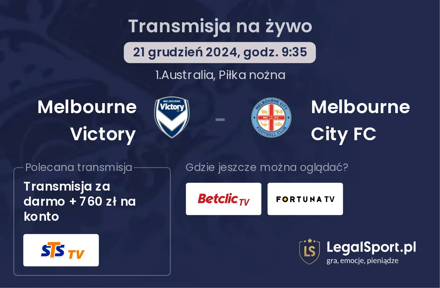 Melbourne Victory - Melbourne City FC gdzie oglądać?