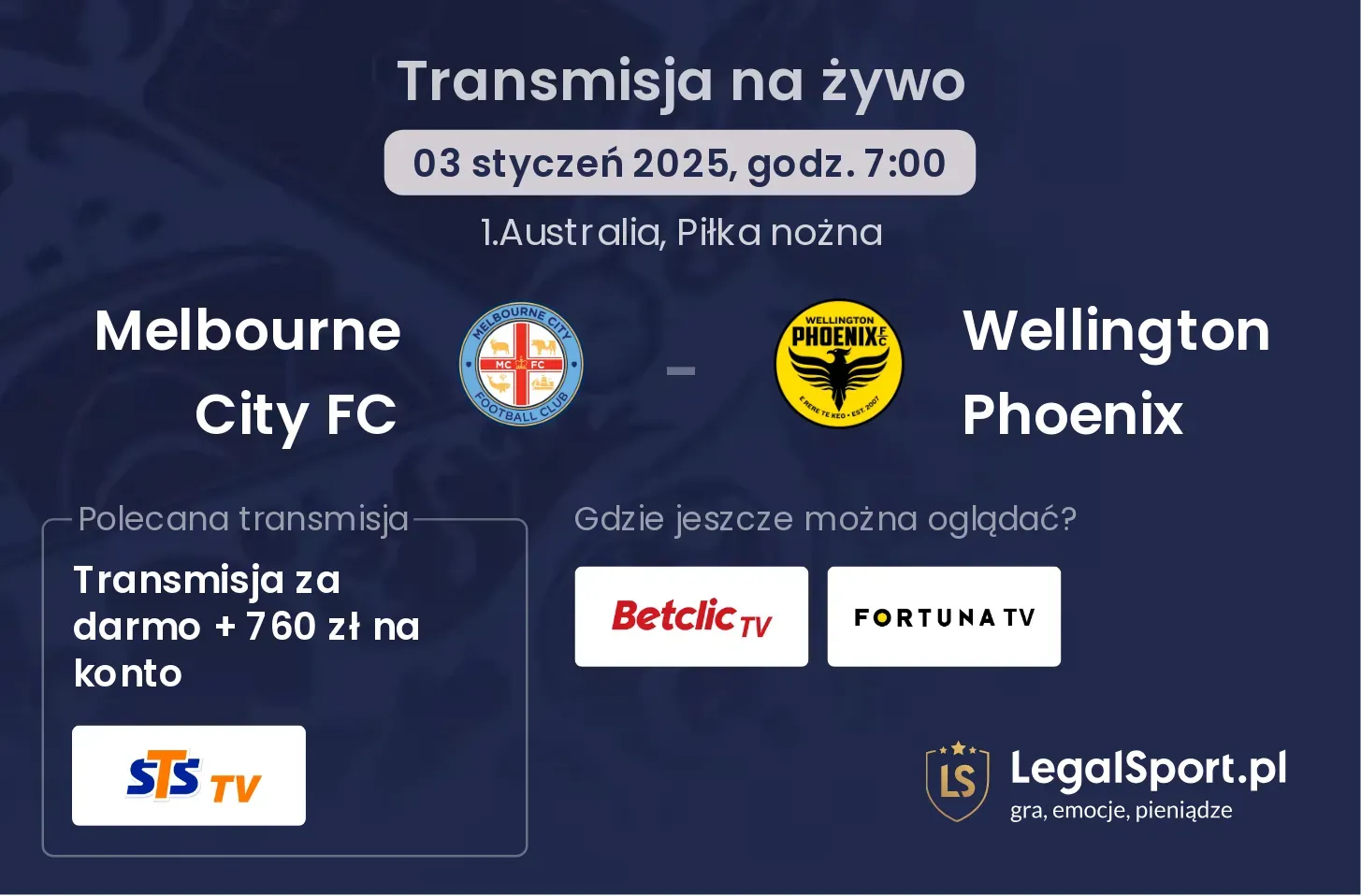 Melbourne City FC - Wellington Phoenix transmisja na żywo