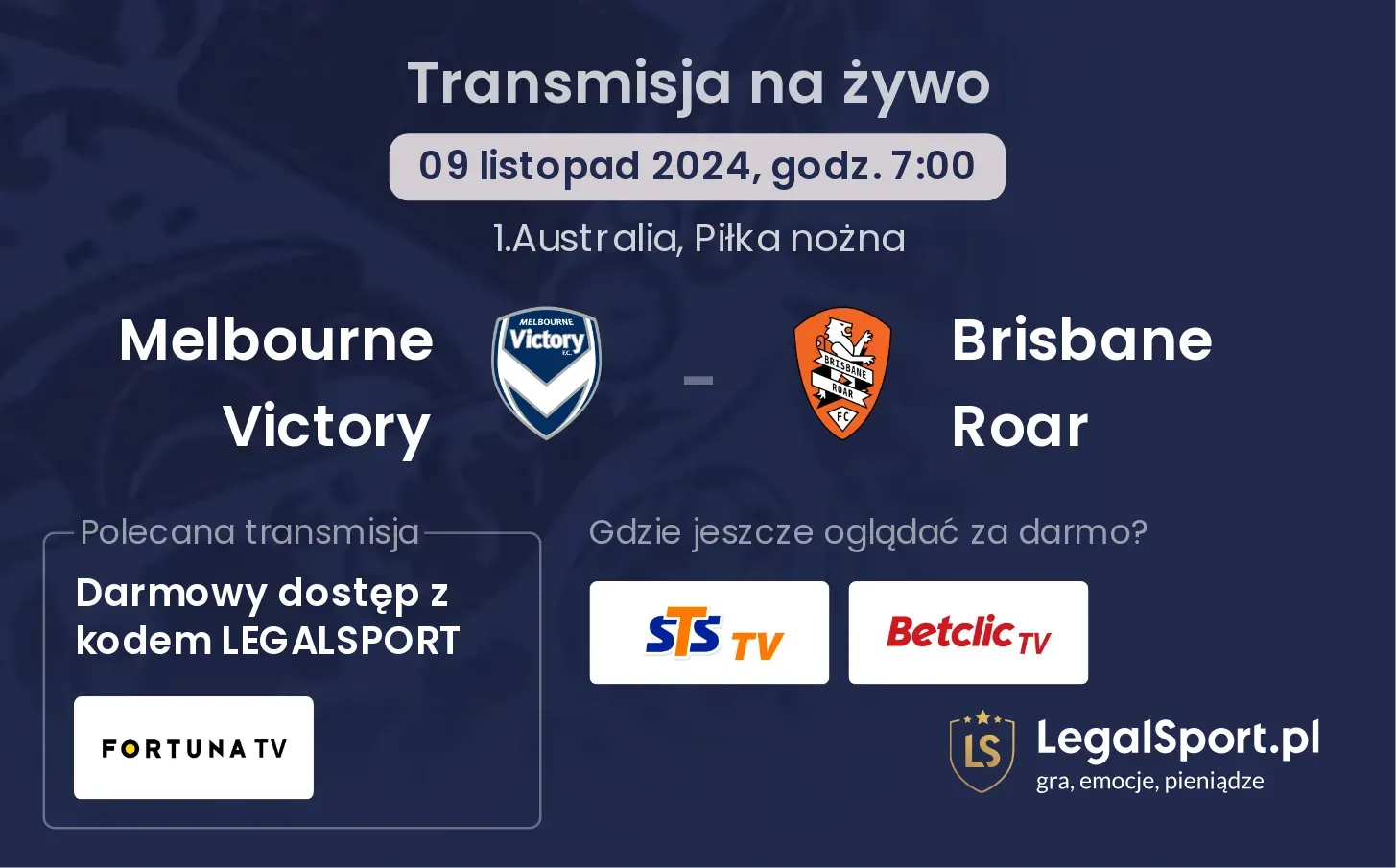 Melbourne Victory - Brisbane Roar transmisja na żywo