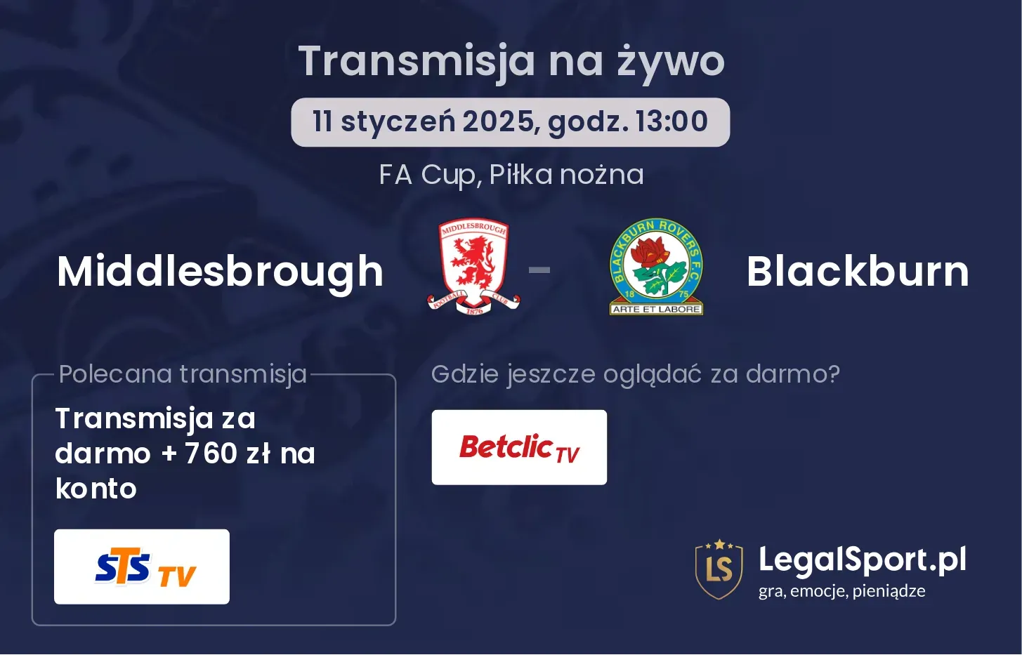 Middlesbrough - Blackburn transmisja na żywo