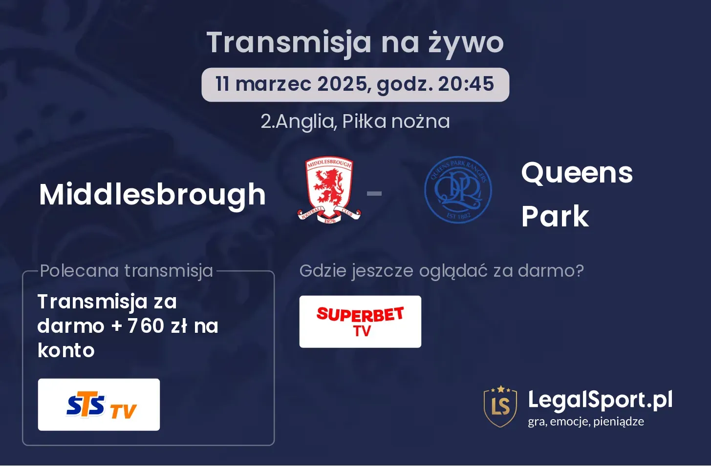 Middlesbrough - Queens Park transmisja na żywo