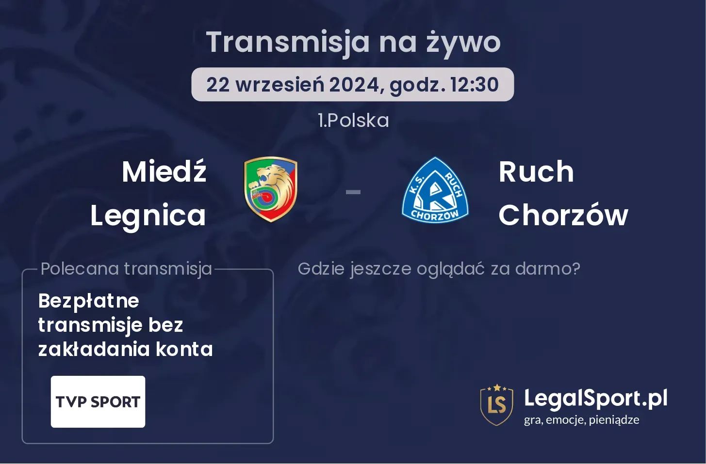 Miedź Legnica - Ruch Chorzów transmisja na żywo