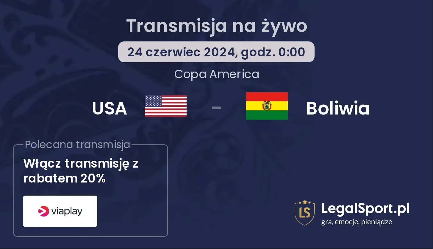 USA - Boliwia transmisja na żywo