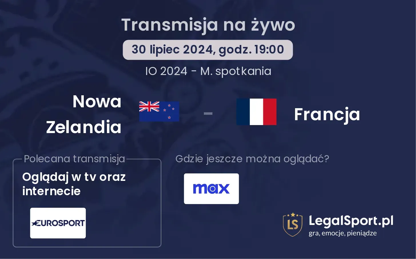 Nowa Zelandia - Francja transmisja na żywo