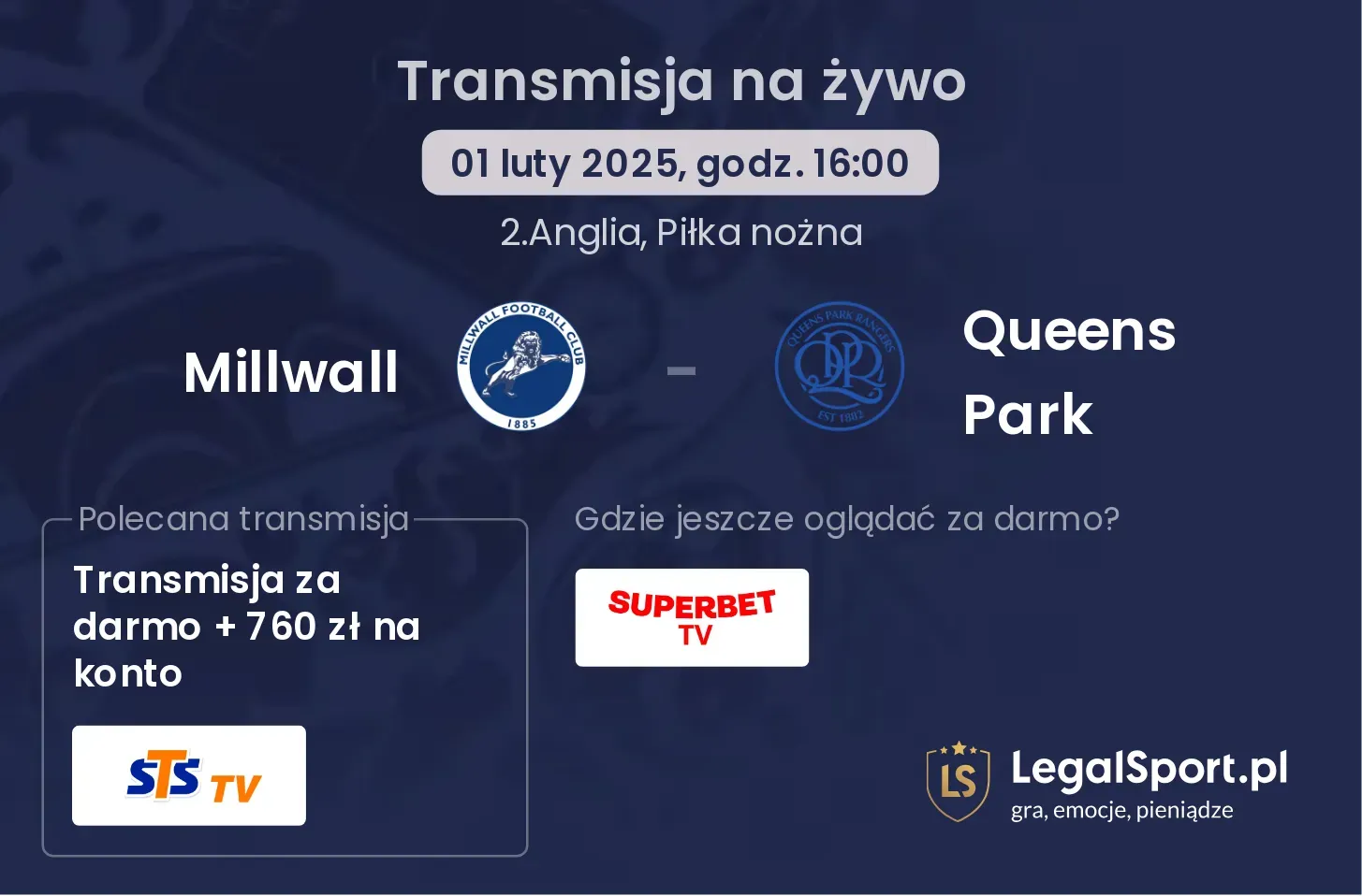 Millwall - Queens Park transmisja na żywo