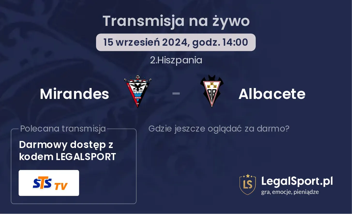 Mirandes - Albacete gdzie oglądać? 15.09, godz. 14:00