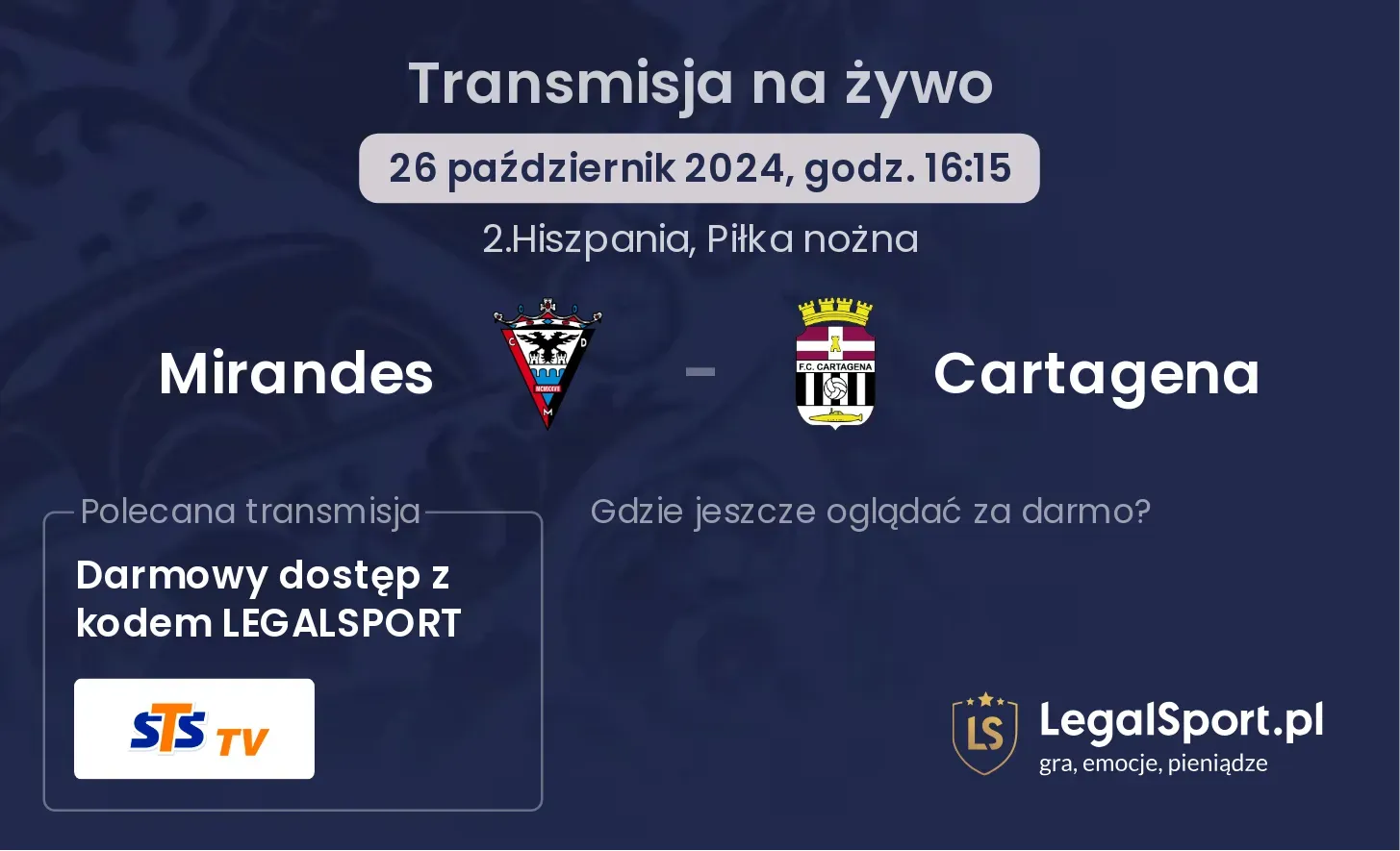 Mirandes - Cartagena transmisja na żywo