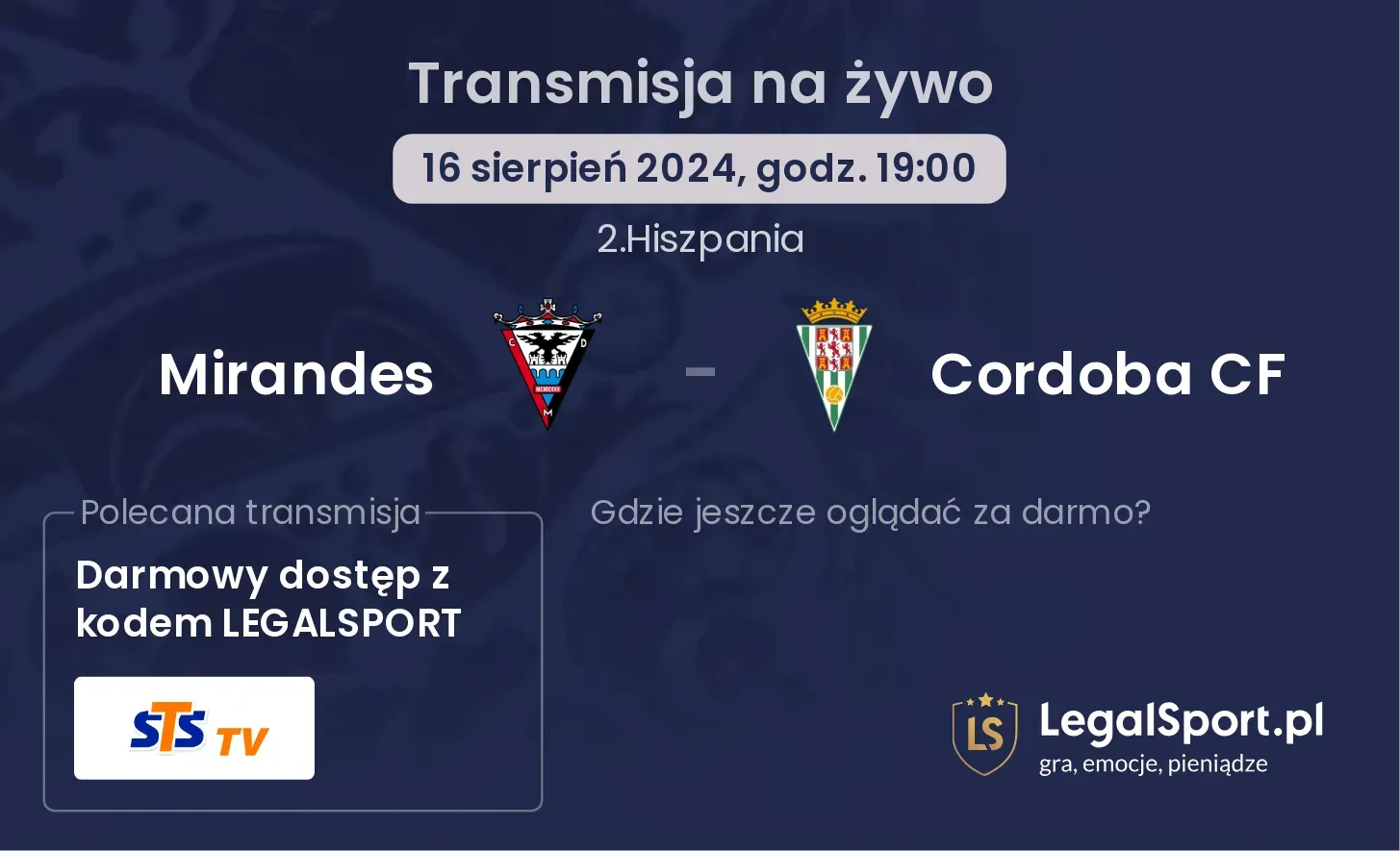 Mirandes - Cordoba CF transmisja na żywo