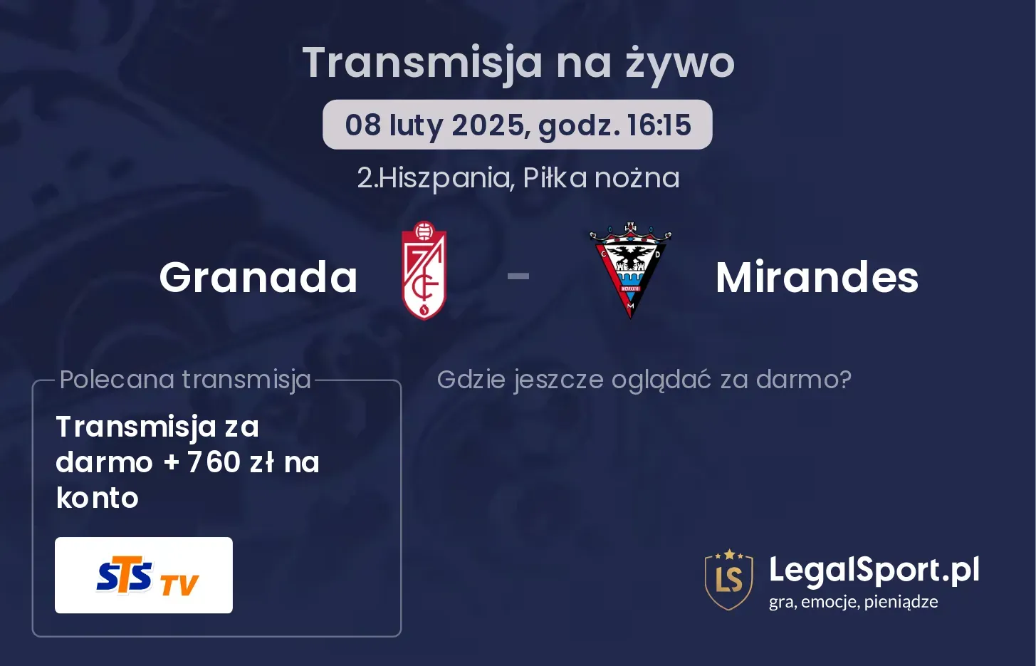 Mirandes - Granada transmisja na żywo