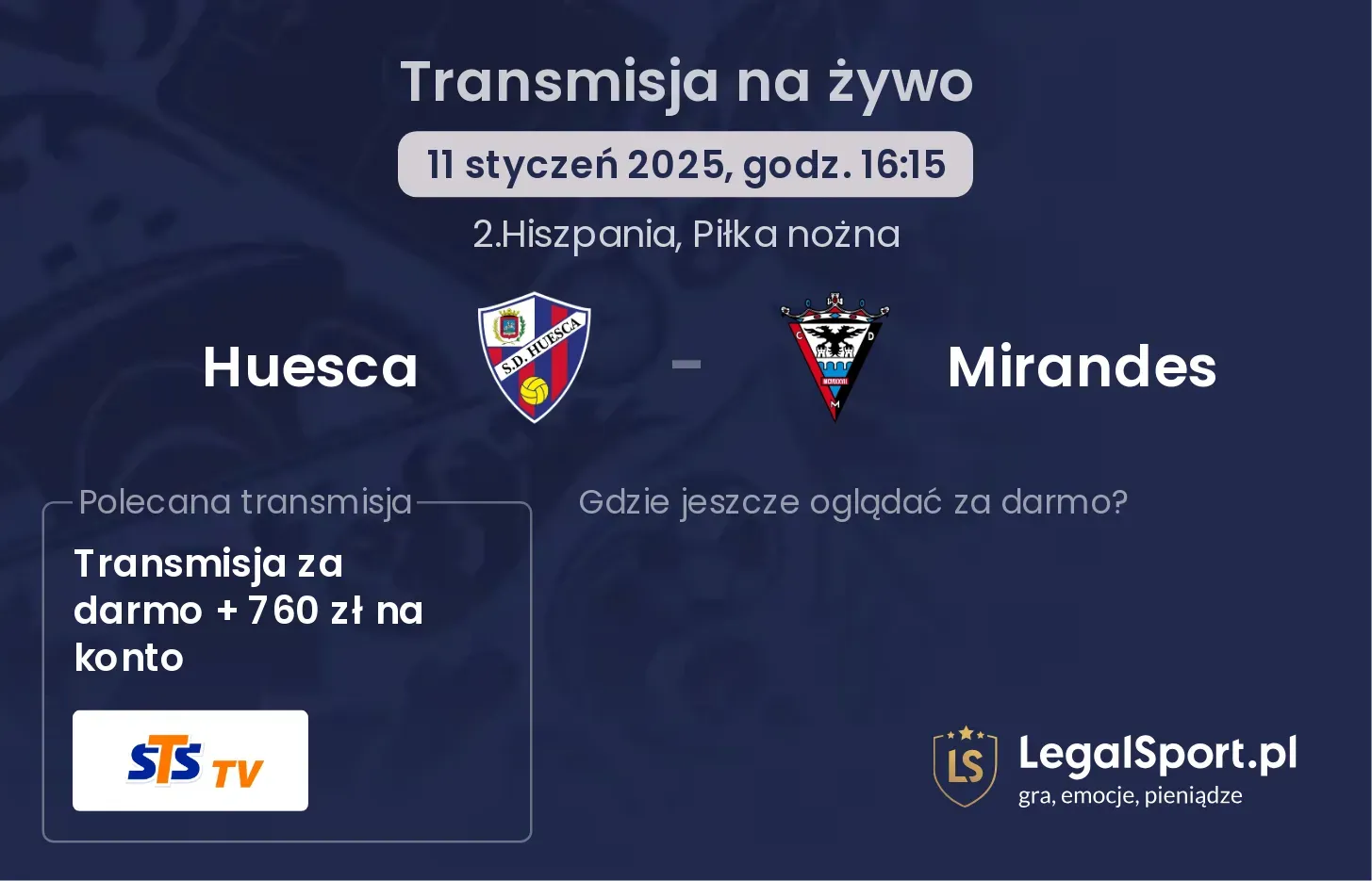 Huesca - Mirandes gdzie oglądać?