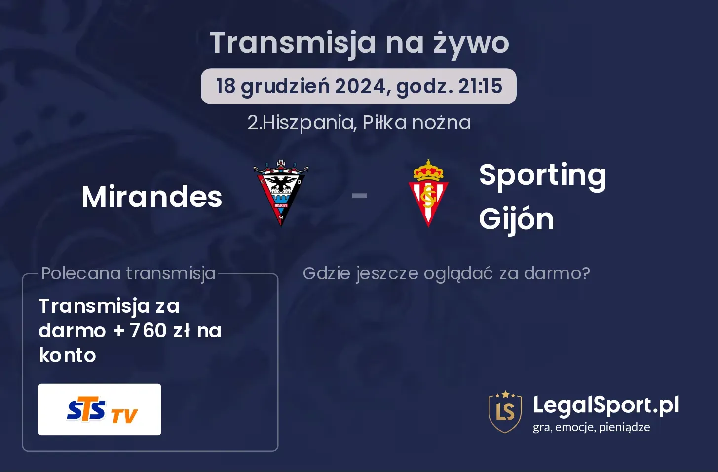 Mirandes - Sporting Gijón transmisja na żywo