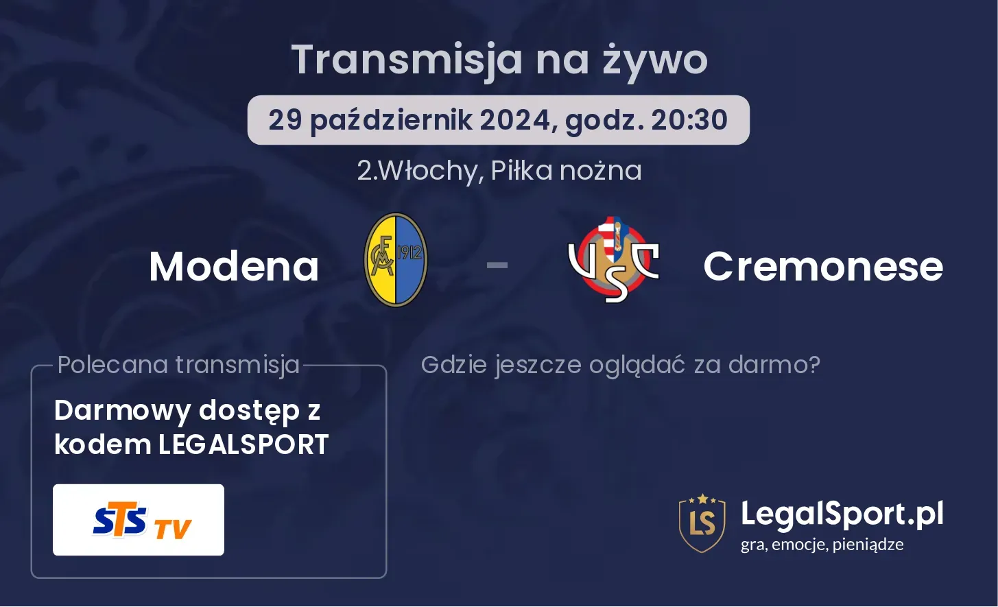 Modena - Cremonese transmisja na żywo