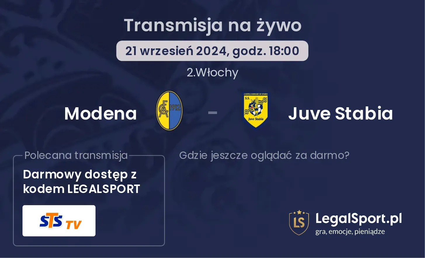 Modena - Juve Stabia gdzie oglądać? 21.09, godz. 18:00