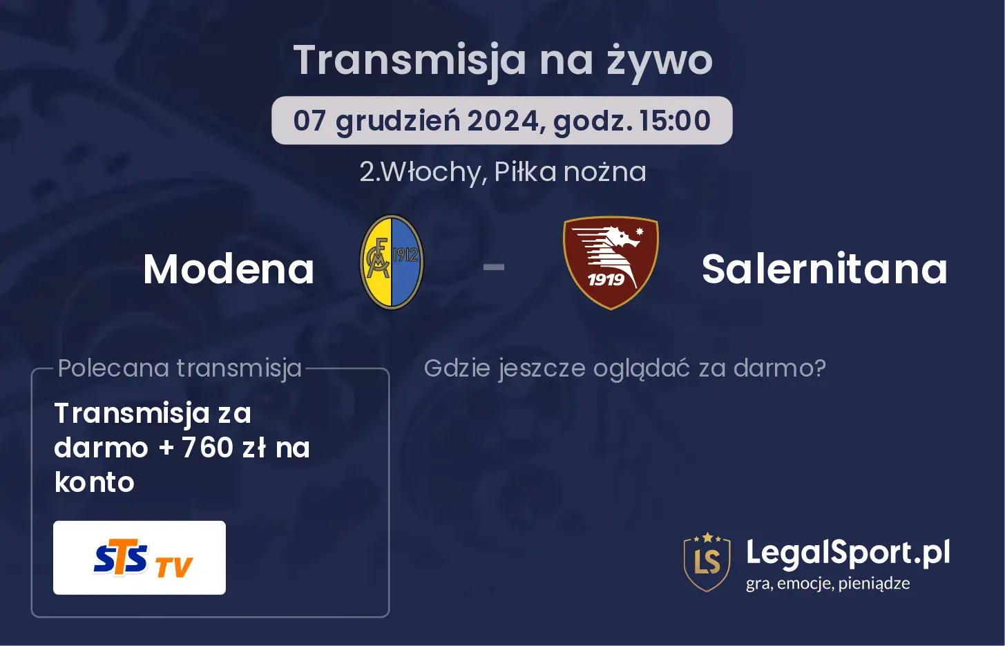 Modena - Salernitana transmisja na żywo