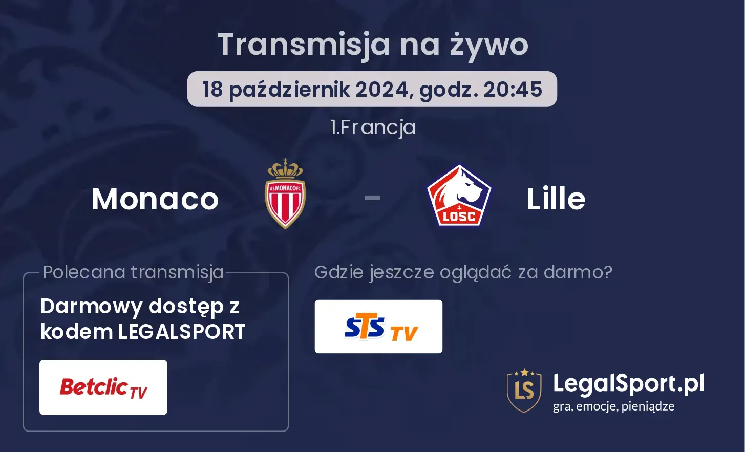 Monaco - Lille transmisja na żywo