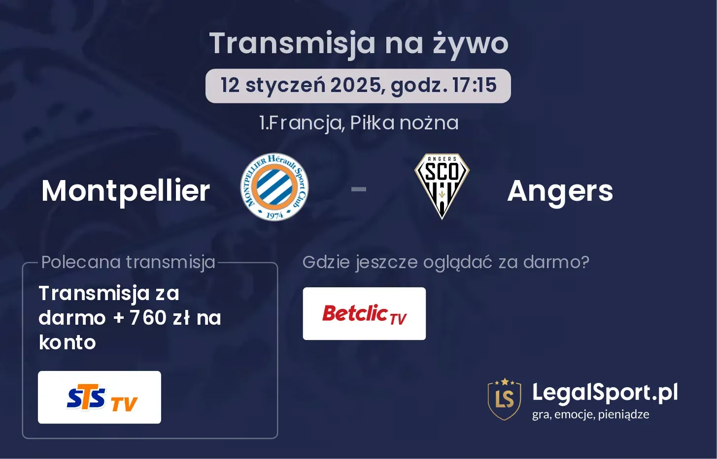 Montpellier - Angers transmisja na żywo