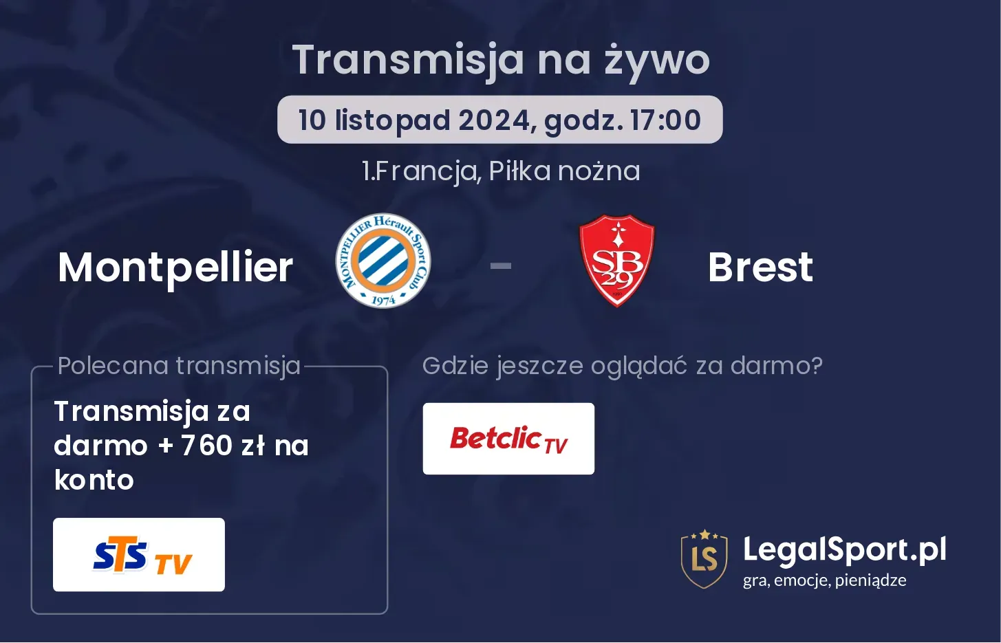 Montpellier - Brest transmisja na żywo