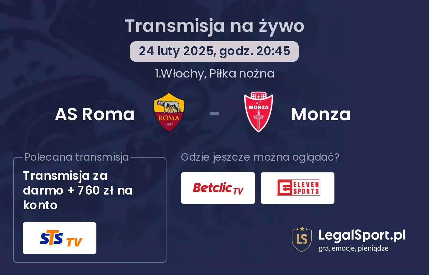 AS Roma - Monza gdzie oglądać?