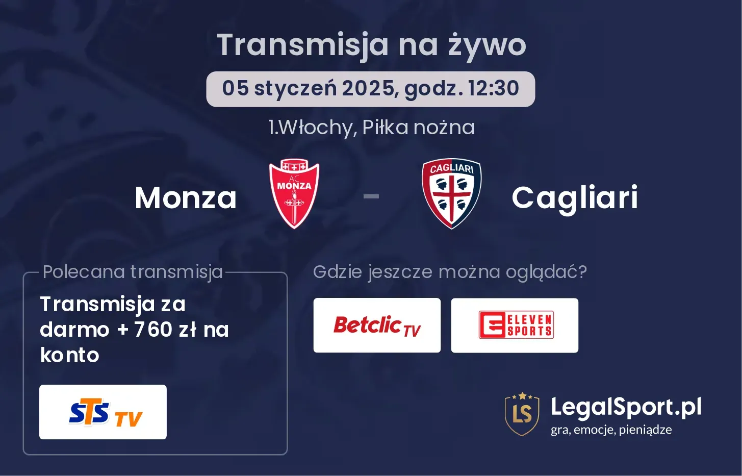 Monza - Cagliari transmisja na żywo