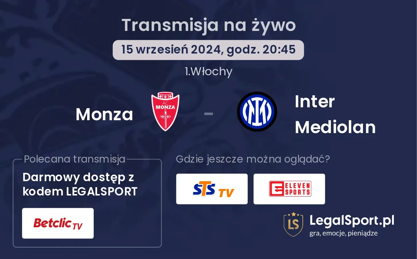 Monza - Inter Mediolan transmisja na żywo