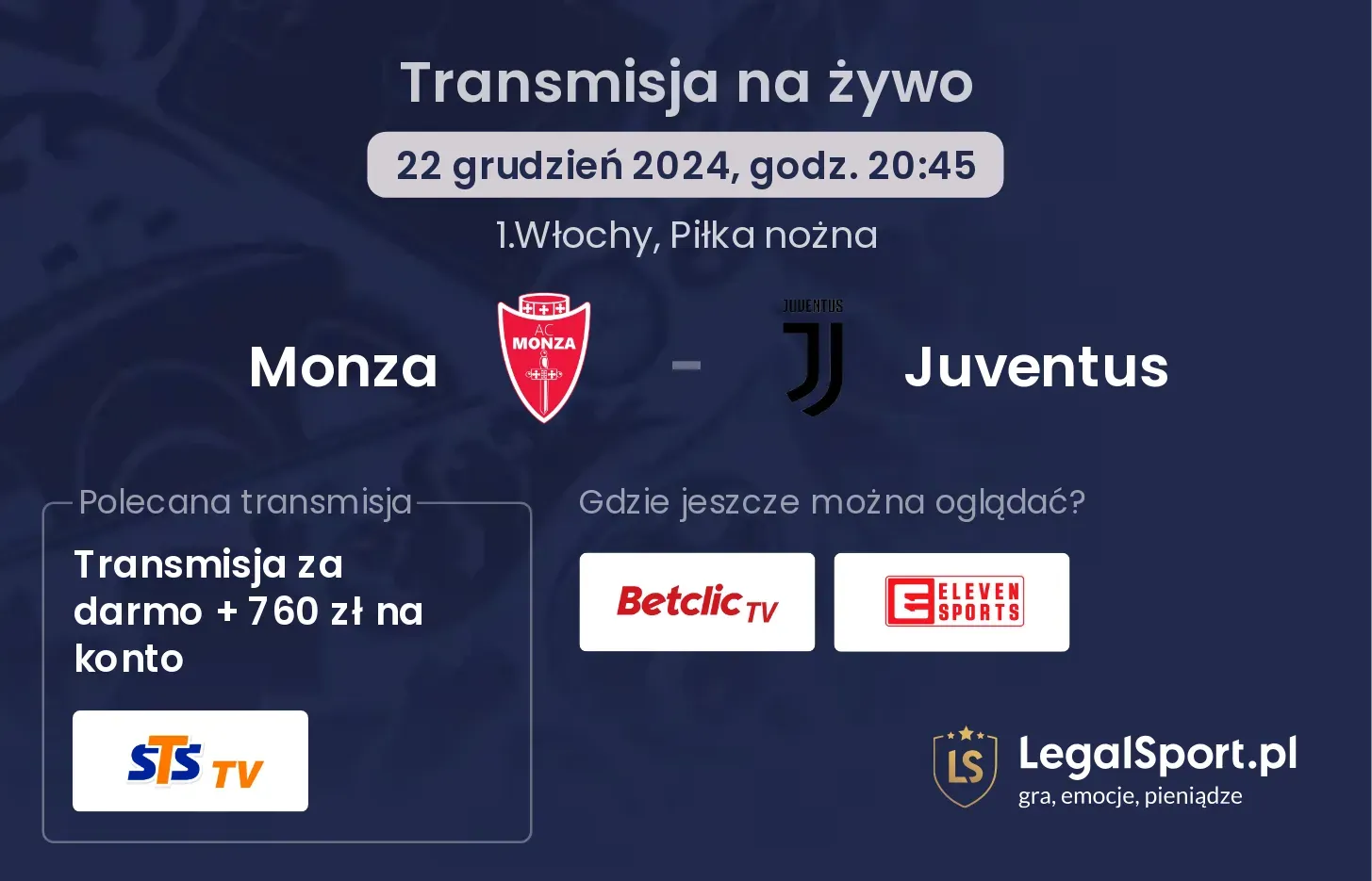 Monza - Juventus transmisja na żywo