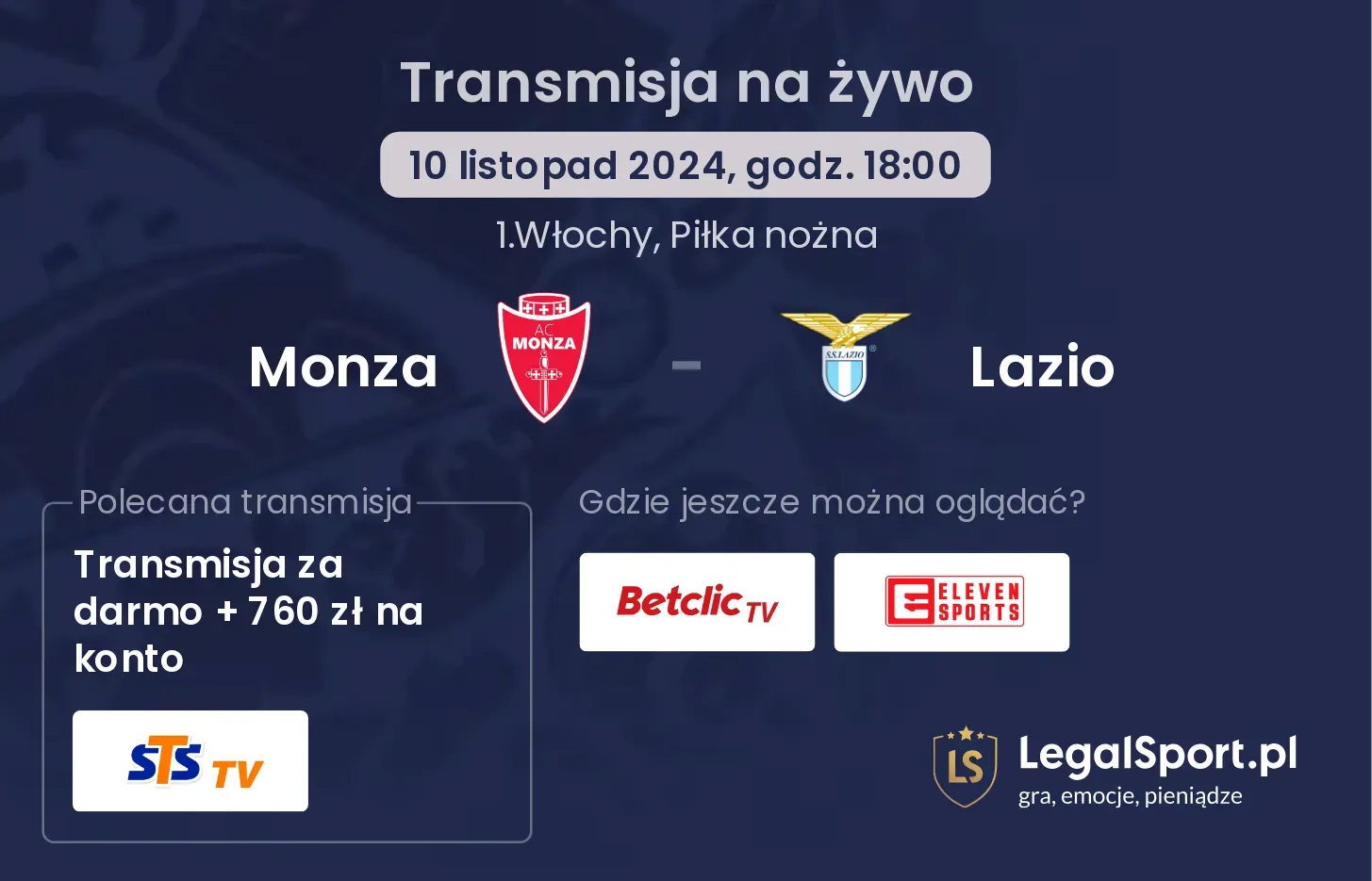 Monza - Lazio transmisja na żywo