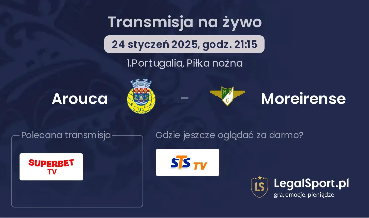 Arouca - Moreirense gdzie oglądać?