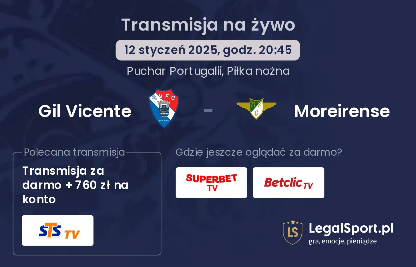 Gil Vicente - Moreirense gdzie oglądać?