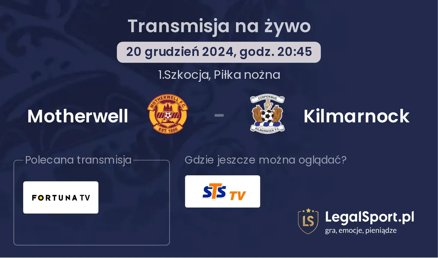 Motherwell - Kilmarnock gdzie oglądać?