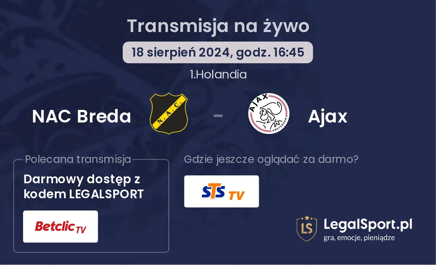 NAC Breda - Ajax transmisja na żywo