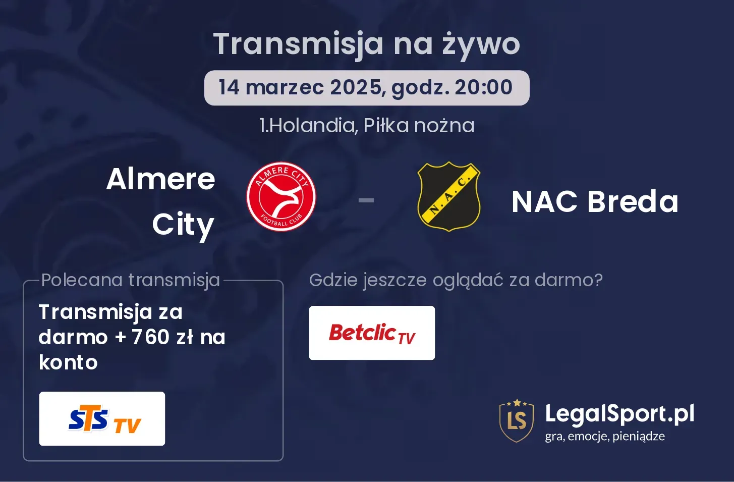 NAC Breda - Almere City transmisja na żywo